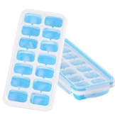 2 Pack Eiswürfelform mit Deckel, Eiswürfelbehälter Silikon, Langlebig Und Flexibel, 14 Eiswürfelformen, Leicht Zu Lösen, Stapelbar & Bpa-Frei, Babynahrung Ice Tray für Getränke, Obst, Joghurt - 1