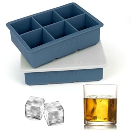 Eiswürfelform Silikon groß XXL Eiswürfel Form mit Deckel Eiswürfelbehälter 2er Pack Eiswürfelbereiter 5 cm ice cube tray für Bier Cocktails Whisky - 1