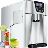 KESSER® Eiswürfelbereiter | Eiswürfelmaschine Edelstahl | 100W Ice Maker | 12 kg 24 h | 2 Würfelgrößen | Zubereitung in 6 min | 2 Liter Wassertank | Timer | LCD-Display Wassertank Silber - 1