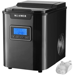 KLAMER Eiswürfelmaschine, 12 kg Eiswürfel pro Tag, Produktionszeit 7 min, 3 Eiswürfelgrößen, 2,2 L Wassertank, 150 W Ice Maker, Leiser Eiswürfelbereiter - 1