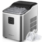 NORTHCLAN Eiswürfelmaschine 2 Eiswürfelgrößen, 12 kg 24 St, 9 Eiswürfel in 5-8 Minuten, Selbstreinigung, LCD-Anzeige und 2L Wassertank, Ice Maker mit Eisschaufel u. Korb, Edelstahl Eiswürfelbereiter - 1