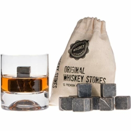 Whisky-Steine in Premiumqualität, Würfel für Whiskey-Getränke, 100% natürlicher Marmor, Geschenkset, in Samtbeutel, 12 Stück Black Gift Box (Dunkelgrau) - 1